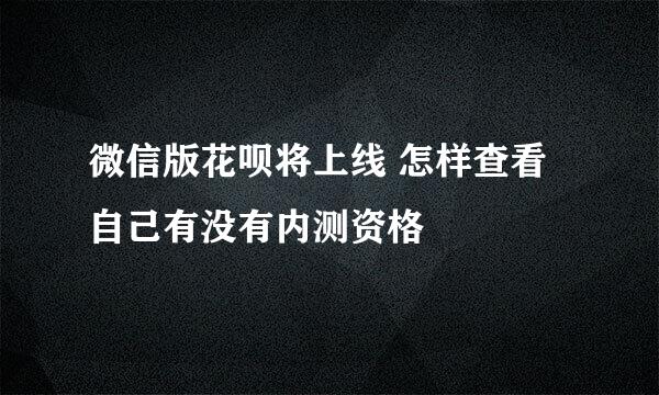 微信版花呗将上线 怎样查看自己有没有内测资格