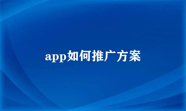 app如何推广方案