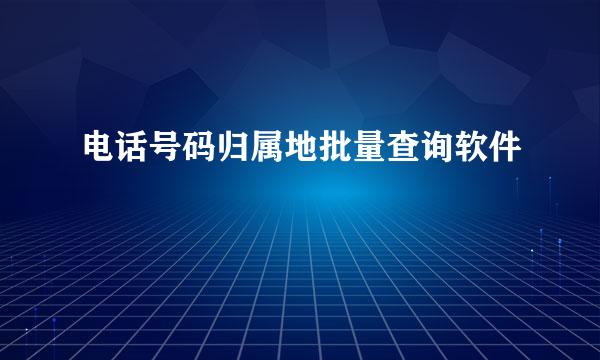 电话号码归属地批量查询软件