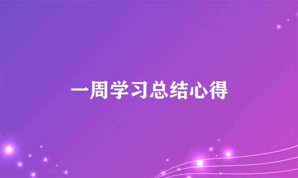 一周学习总结心得