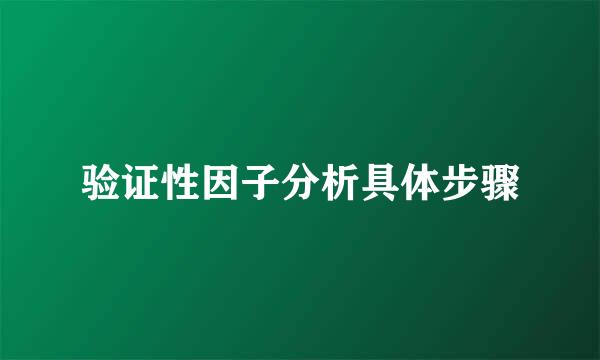 验证性因子分析具体步骤