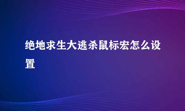 绝地求生大逃杀鼠标宏怎么设置