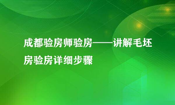 成都验房师验房——讲解毛坯房验房详细步骤