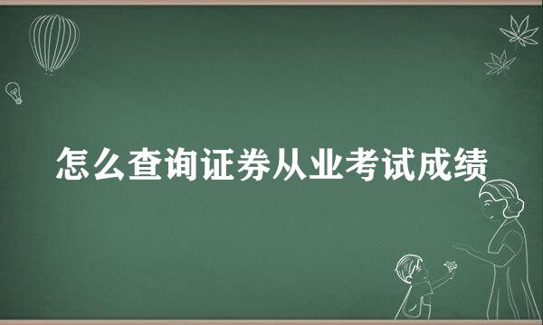 怎么查询证券从业考试成绩