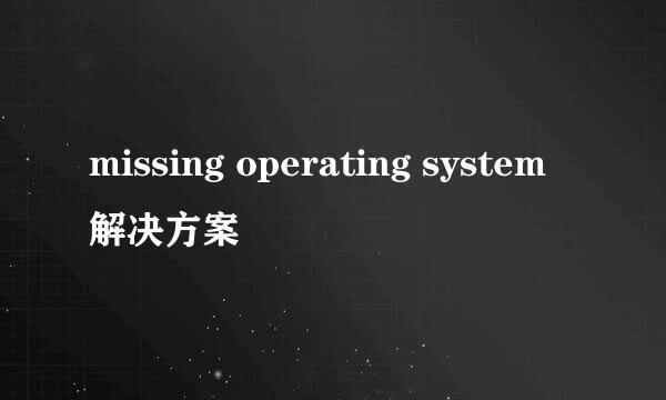 missing operating system解决方案