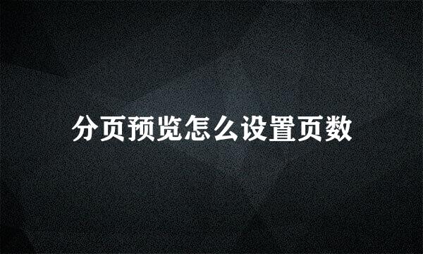 分页预览怎么设置页数