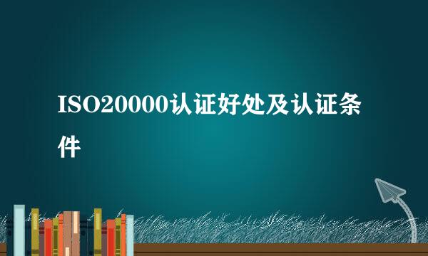 ISO20000认证好处及认证条件