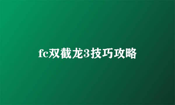 fc双截龙3技巧攻略