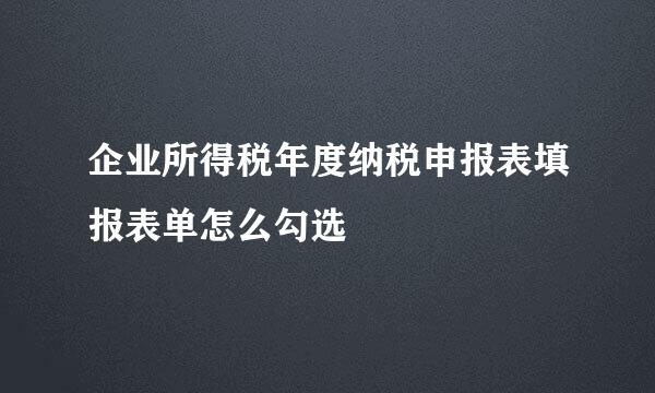 企业所得税年度纳税申报表填报表单怎么勾选