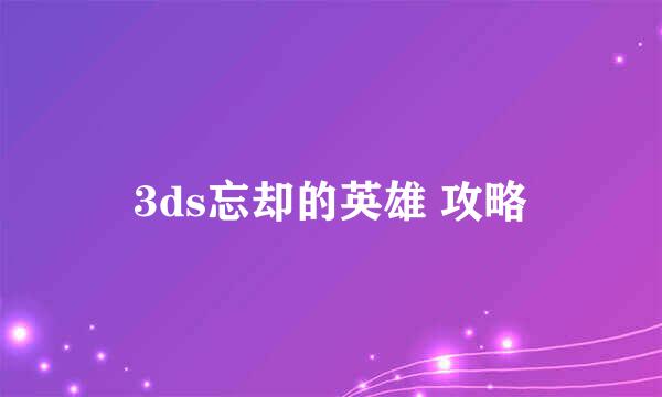 3ds忘却的英雄 攻略