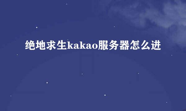 绝地求生kakao服务器怎么进