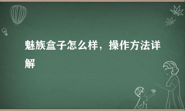 魅族盒子怎么样，操作方法详解