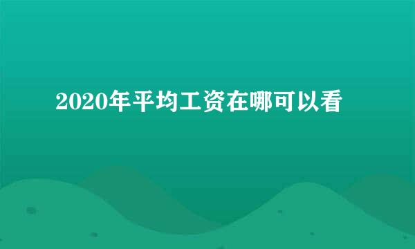 2020年平均工资在哪可以看