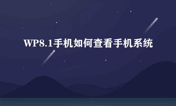 WP8.1手机如何查看手机系统