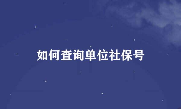 如何查询单位社保号