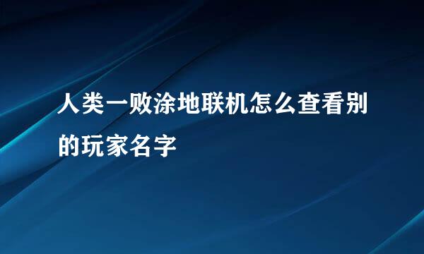 人类一败涂地联机怎么查看别的玩家名字