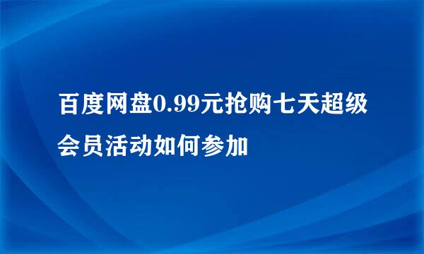 百度网盘0.99元抢购七天超级会员活动如何参加