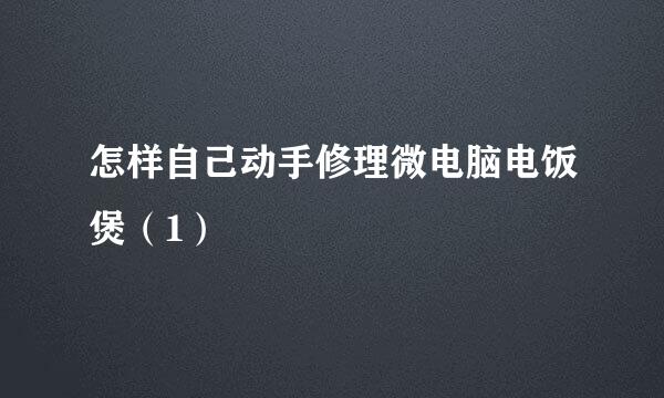 怎样自己动手修理微电脑电饭煲（1）