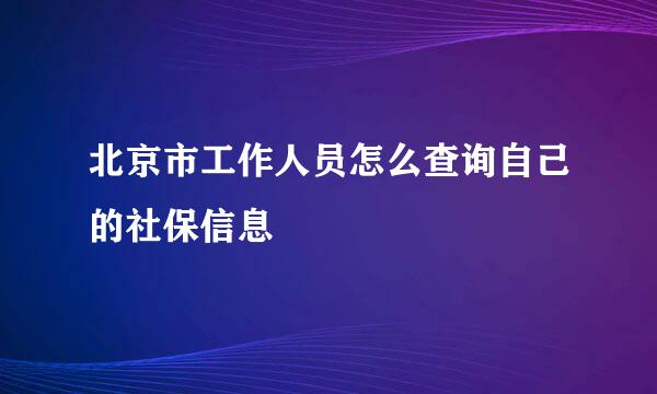 北京市工作人员怎么查询自己的社保信息