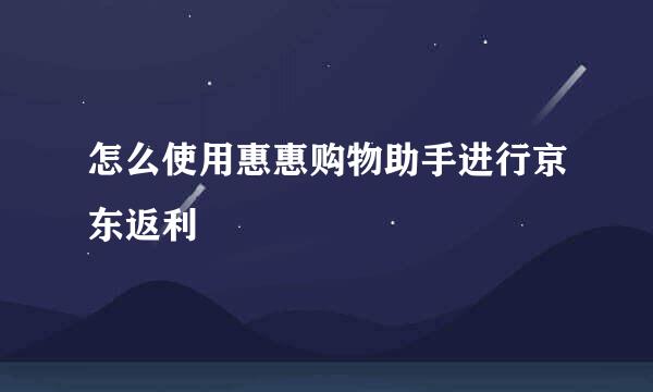 怎么使用惠惠购物助手进行京东返利