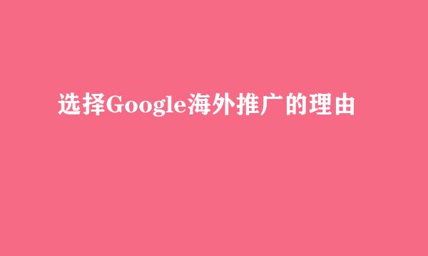 选择Google海外推广的理由