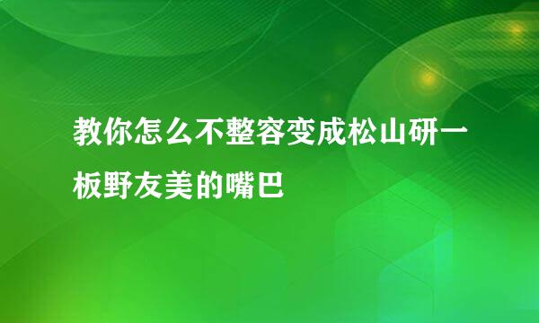 教你怎么不整容变成松山研一板野友美的嘴巴