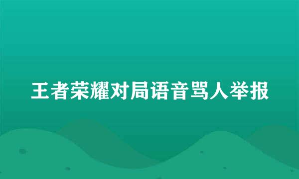 王者荣耀对局语音骂人举报