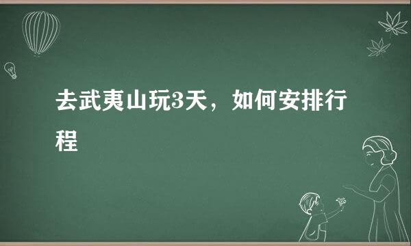 去武夷山玩3天，如何安排行程