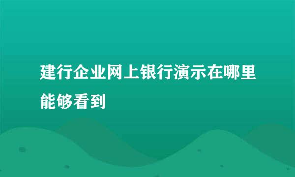 建行企业网上银行演示在哪里能够看到