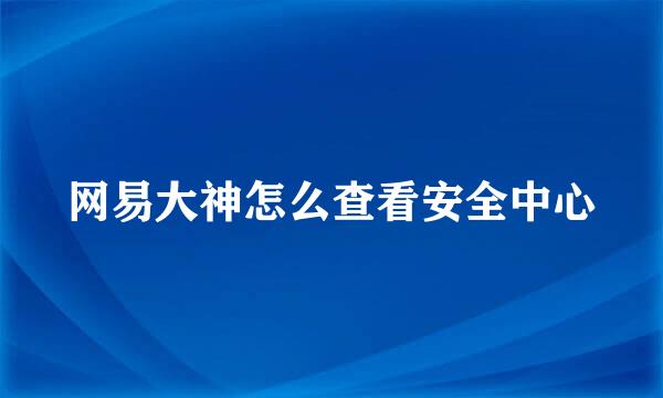 网易大神怎么查看安全中心