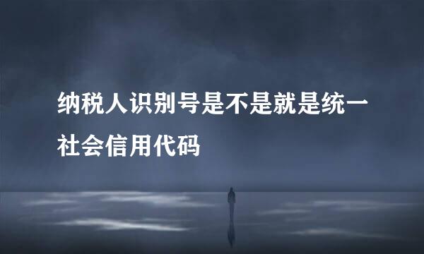 纳税人识别号是不是就是统一社会信用代码