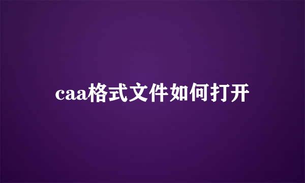 caa格式文件如何打开