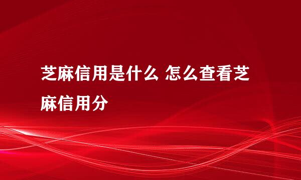 芝麻信用是什么 怎么查看芝麻信用分