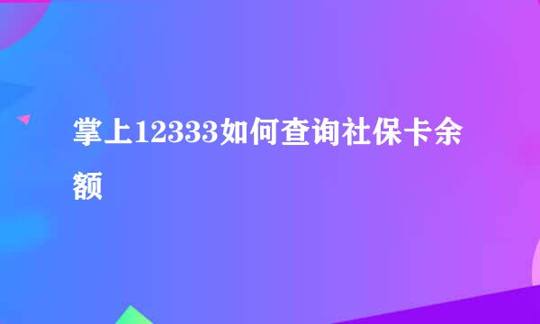 掌上12333如何查询社保卡余额