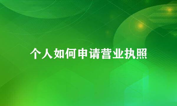 个人如何申请营业执照