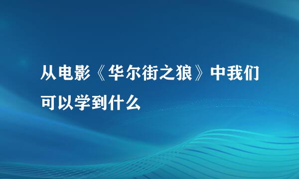 从电影《华尔街之狼》中我们可以学到什么