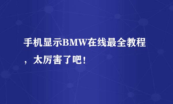 手机显示BMW在线最全教程，太厉害了吧！