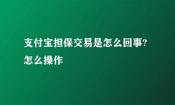 支付宝担保交易是怎么回事?怎么操作