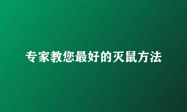 专家教您最好的灭鼠方法