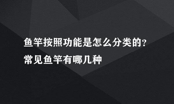 鱼竿按照功能是怎么分类的？常见鱼竿有哪几种