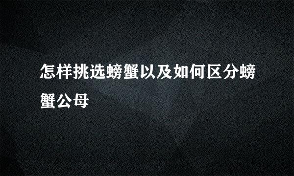 怎样挑选螃蟹以及如何区分螃蟹公母