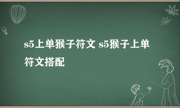 s5上单猴子符文 s5猴子上单符文搭配