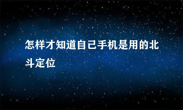 怎样才知道自己手机是用的北斗定位