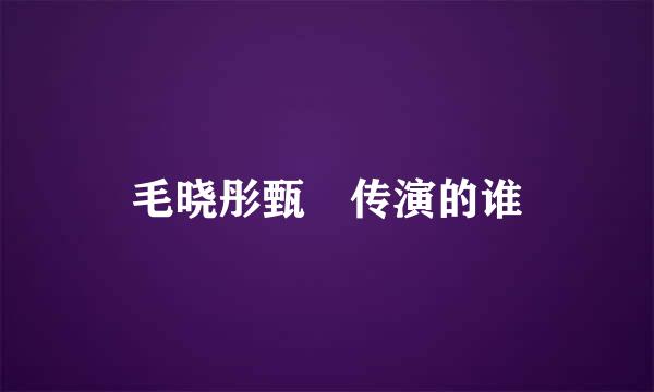 毛晓彤甄嬛传演的谁