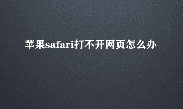 苹果safari打不开网页怎么办