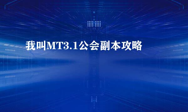 我叫MT3.1公会副本攻略