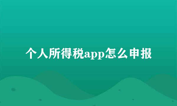 个人所得税app怎么申报