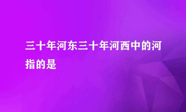 三十年河东三十年河西中的河指的是