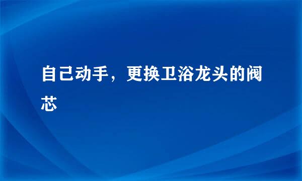 自己动手，更换卫浴龙头的阀芯