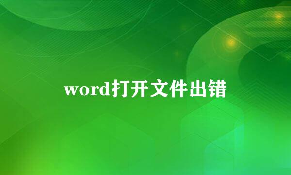 word打开文件出错